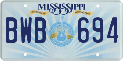 MS license plate BWB694