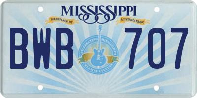 MS license plate BWB707
