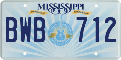 MS license plate BWB712