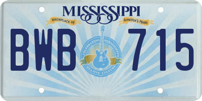 MS license plate BWB715