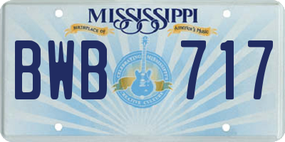 MS license plate BWB717