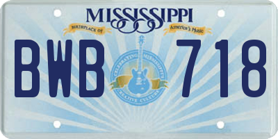 MS license plate BWB718