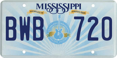 MS license plate BWB720
