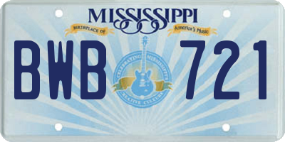MS license plate BWB721