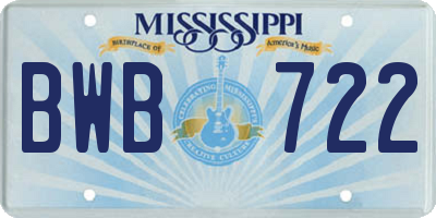 MS license plate BWB722