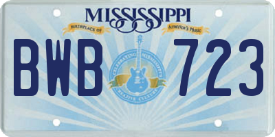 MS license plate BWB723