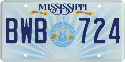 MS license plate BWB724