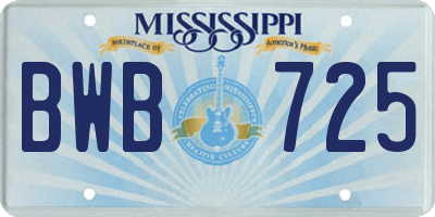 MS license plate BWB725