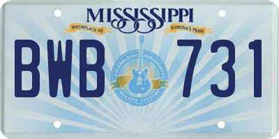 MS license plate BWB731