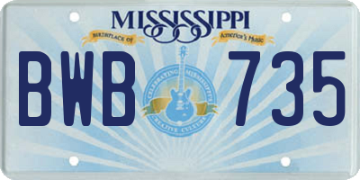 MS license plate BWB735