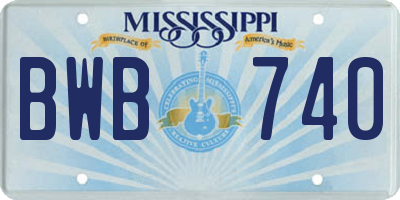 MS license plate BWB740