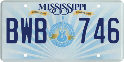 MS license plate BWB746