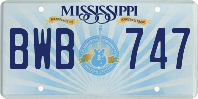 MS license plate BWB747
