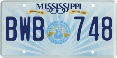 MS license plate BWB748