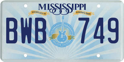 MS license plate BWB749