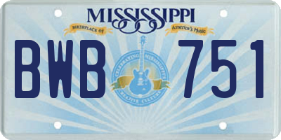 MS license plate BWB751