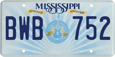 MS license plate BWB752