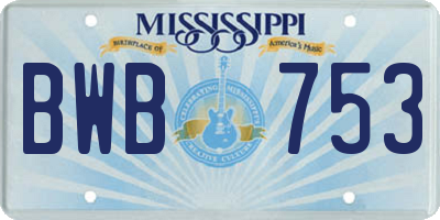 MS license plate BWB753
