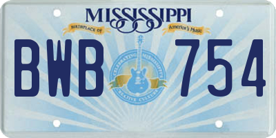 MS license plate BWB754