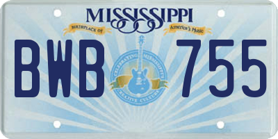 MS license plate BWB755
