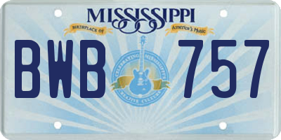 MS license plate BWB757