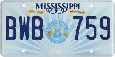 MS license plate BWB759