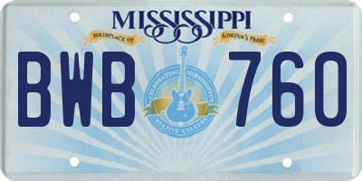 MS license plate BWB760