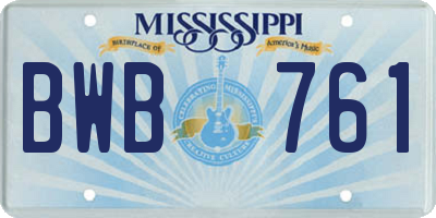 MS license plate BWB761