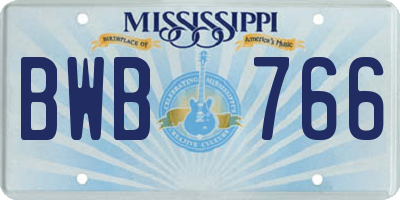 MS license plate BWB766