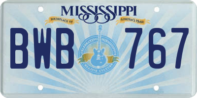 MS license plate BWB767