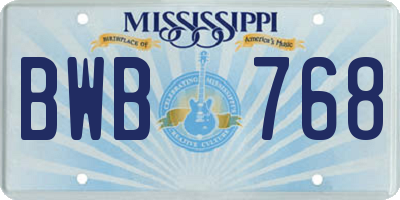 MS license plate BWB768