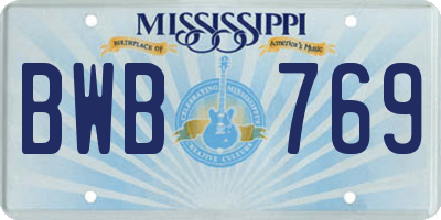 MS license plate BWB769