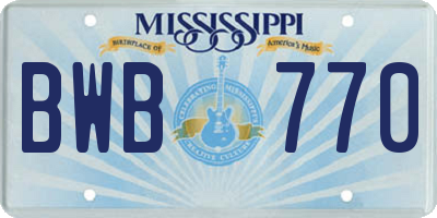 MS license plate BWB770