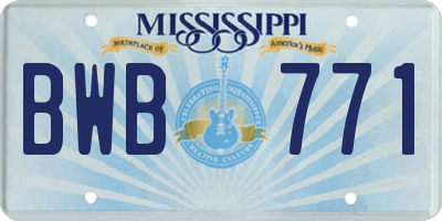 MS license plate BWB771