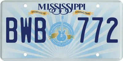 MS license plate BWB772