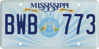 MS license plate BWB773