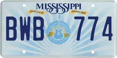 MS license plate BWB774