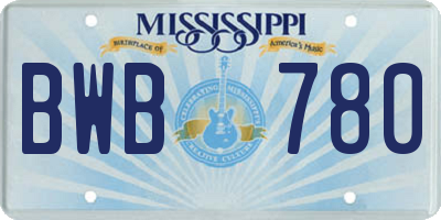 MS license plate BWB780