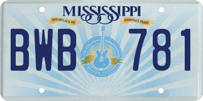 MS license plate BWB781
