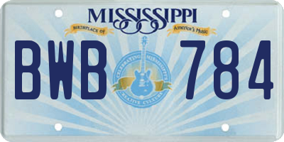 MS license plate BWB784