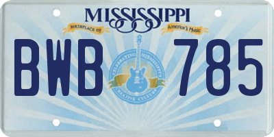 MS license plate BWB785