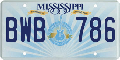 MS license plate BWB786