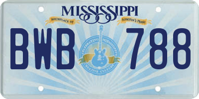 MS license plate BWB788