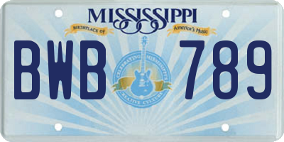 MS license plate BWB789
