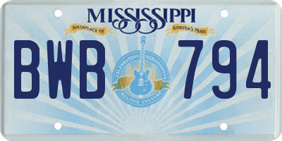 MS license plate BWB794