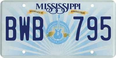 MS license plate BWB795