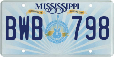 MS license plate BWB798
