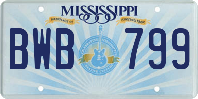 MS license plate BWB799