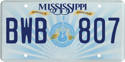 MS license plate BWB807