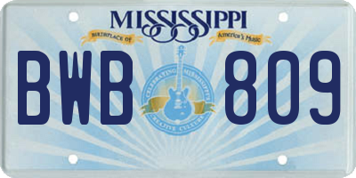 MS license plate BWB809